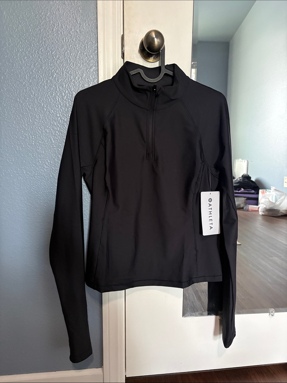 Athleta Black Quarter-Zip Long Sleeve Pullover